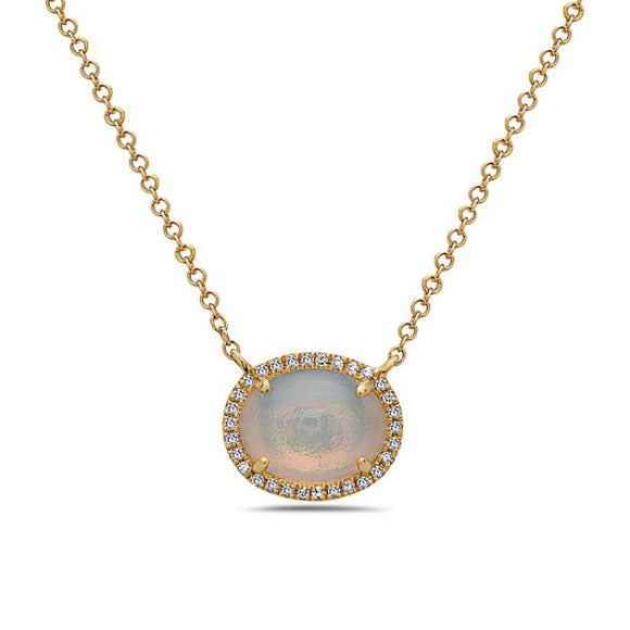 14k opal diamond pendant necklace