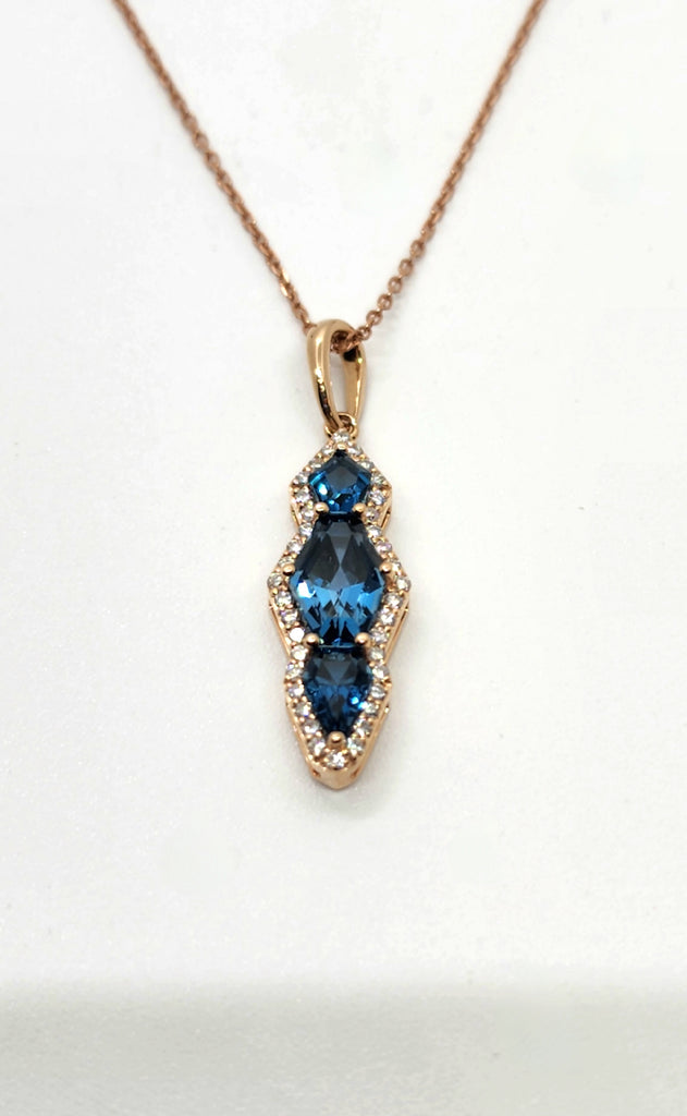 14k London Blue topaz pendant/ necklace