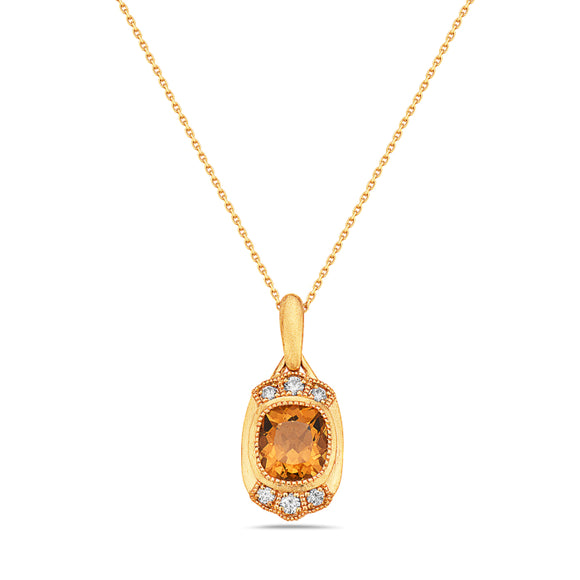 Citrine and Diamond Yellow Gold Necklace