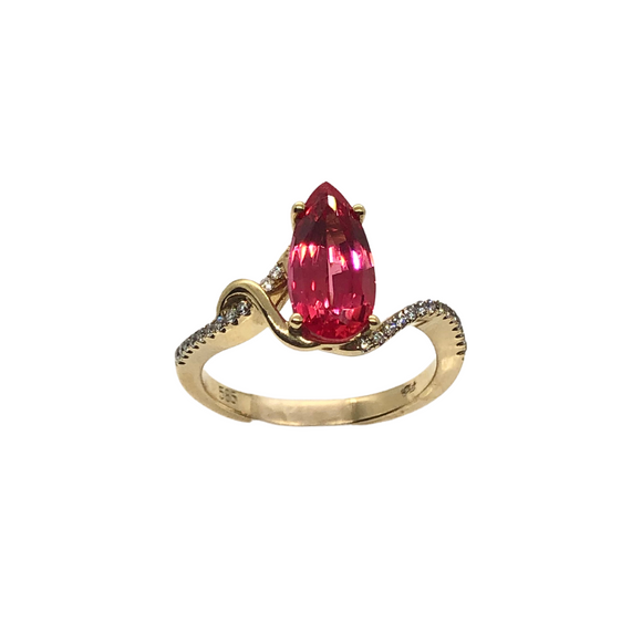 Chatham Pear Padparasha Sapphire Ring