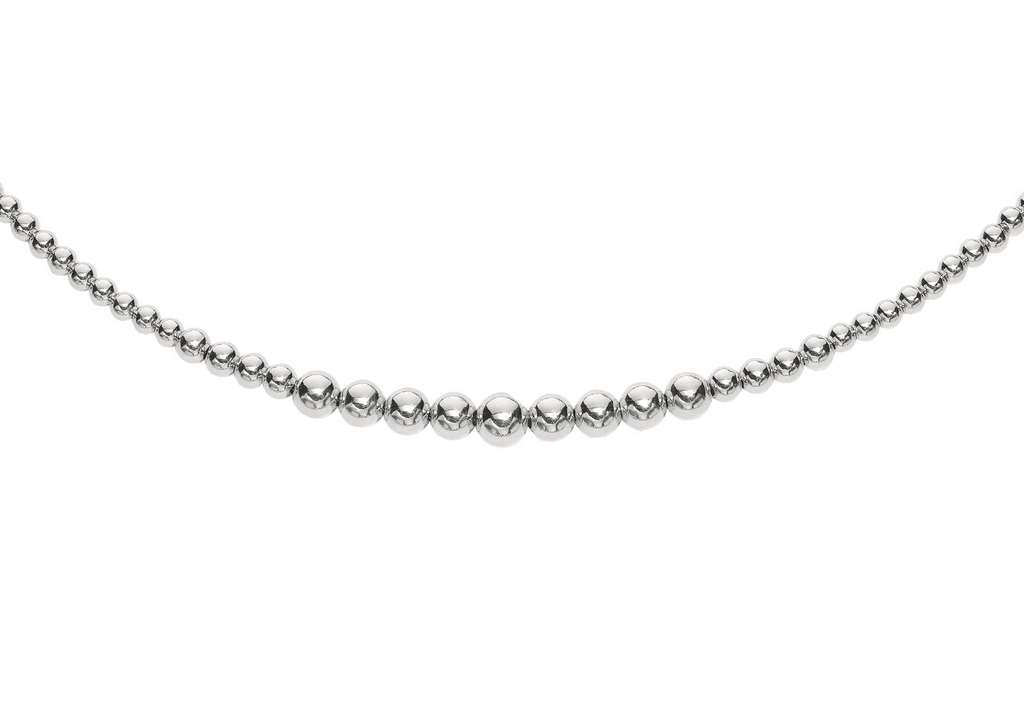 Silver Graduated 5 to 8mm Bead Necklace