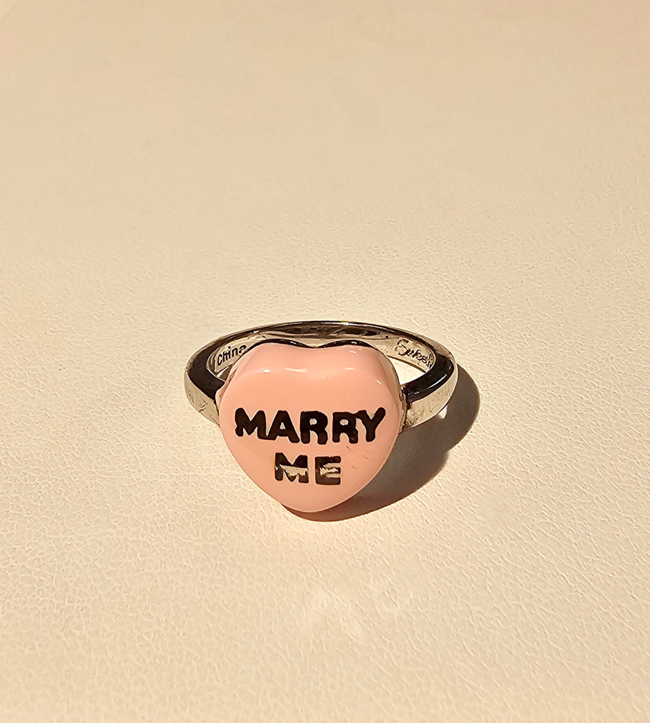 Sterling silver & Enamel sweetheart ring [Marry me]