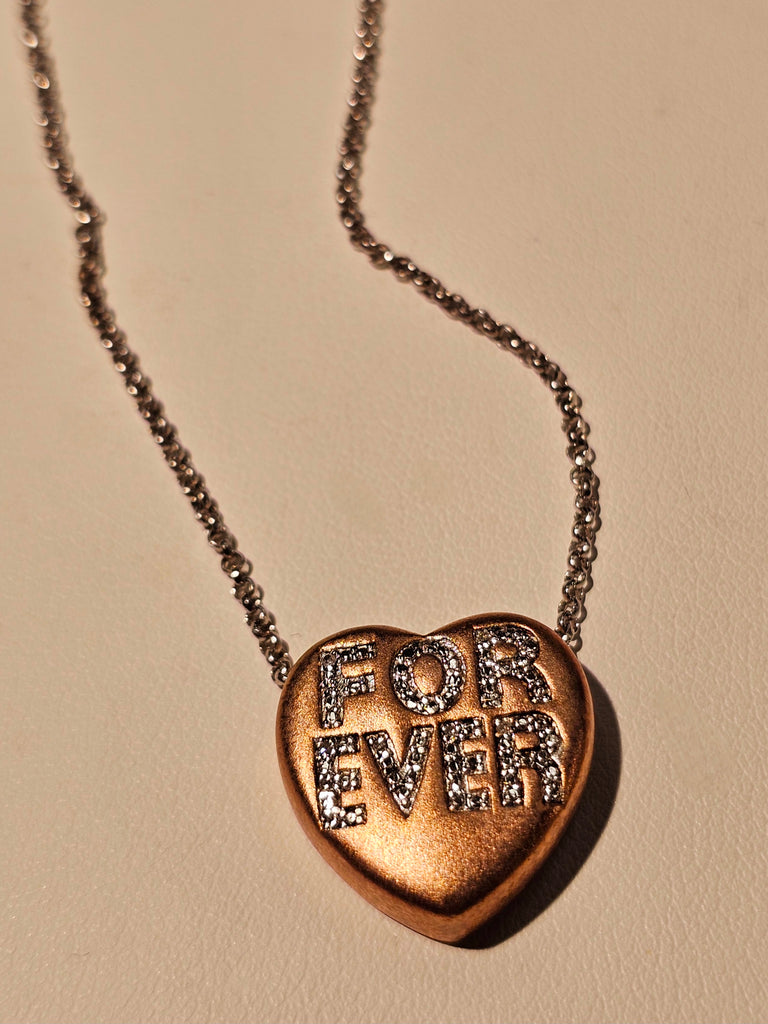 Sterling silver & Enamel FOREVER heart necklace