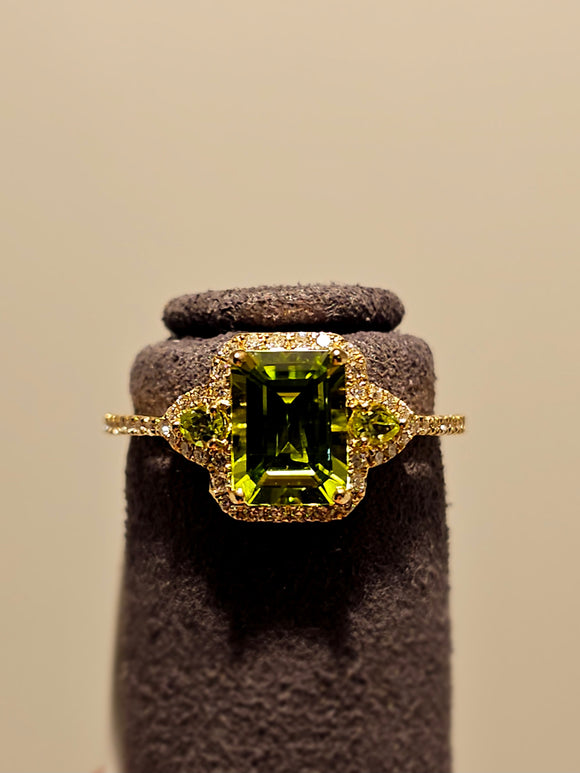 Bassali 14k Peridot & diamond ring