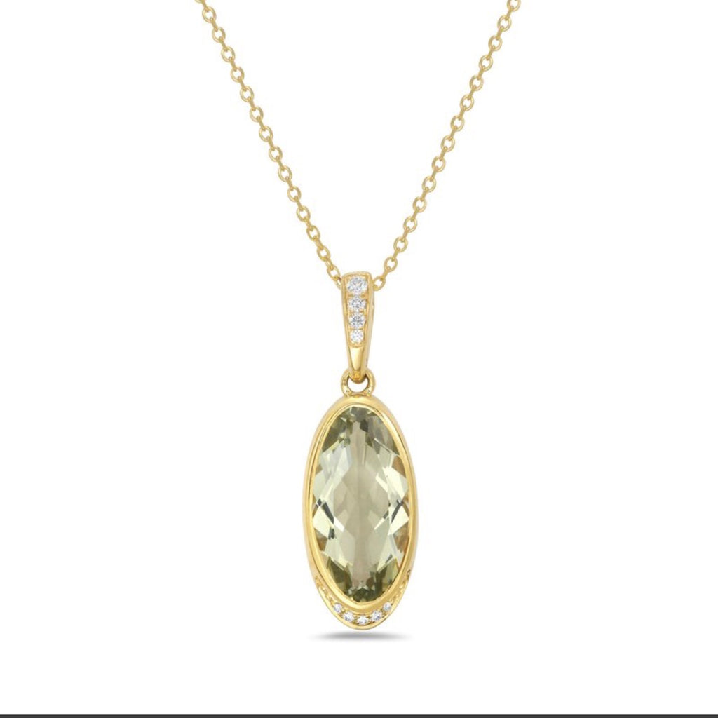 Bassali 14k Green amethyst & diamond pendant