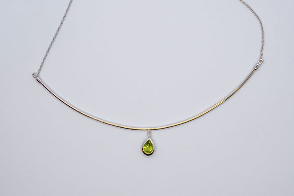 Breuning sterling silver Peridot curved bar necklace