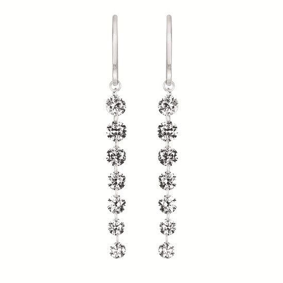 14k white gold floating diamond dangling earrings ( eco-Brilliance)