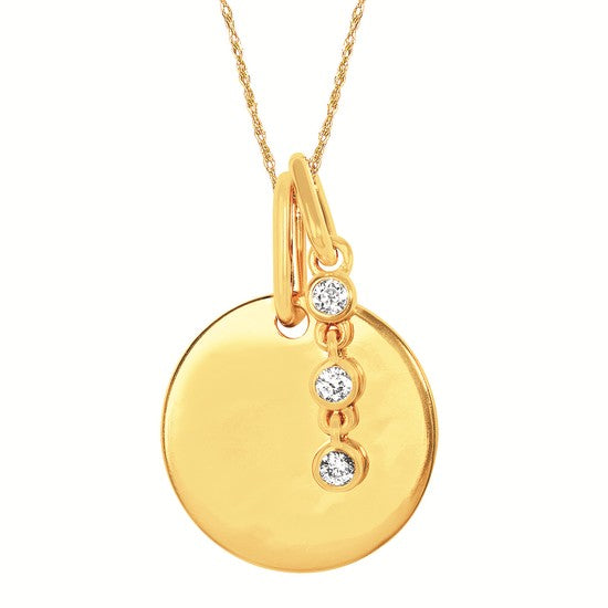 Eco-Brilliance gold plate and diamond bezel drop necklace in Vermeil