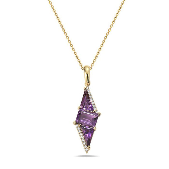 14k amethyst diamond pendant necklace