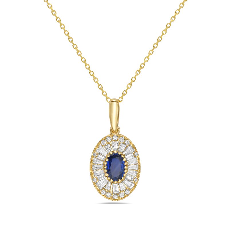 Bassali 14k sapphire & diamond oval necklace