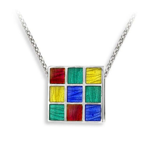 Nicole Barr sterling silver rubic cube necklace