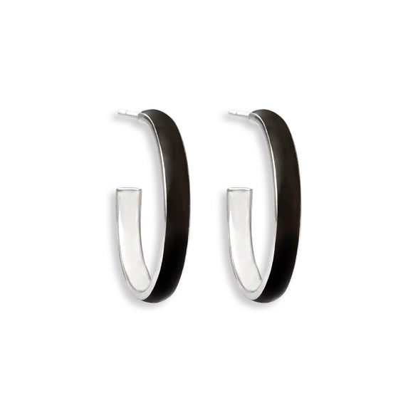 Nicole Barr sterling silver black hoops