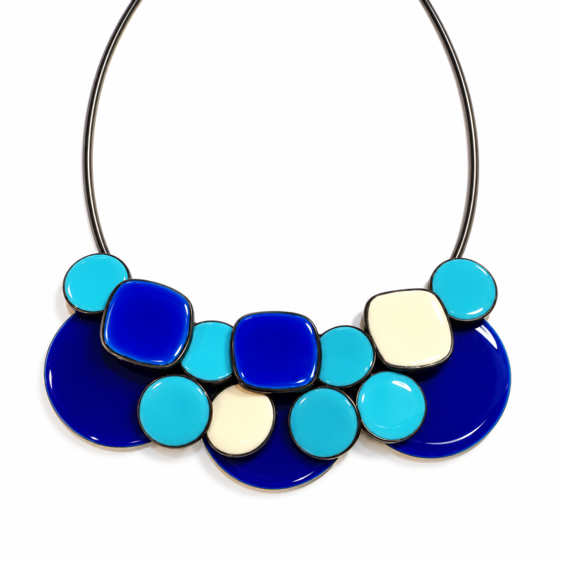 Blues and white cluster necklace