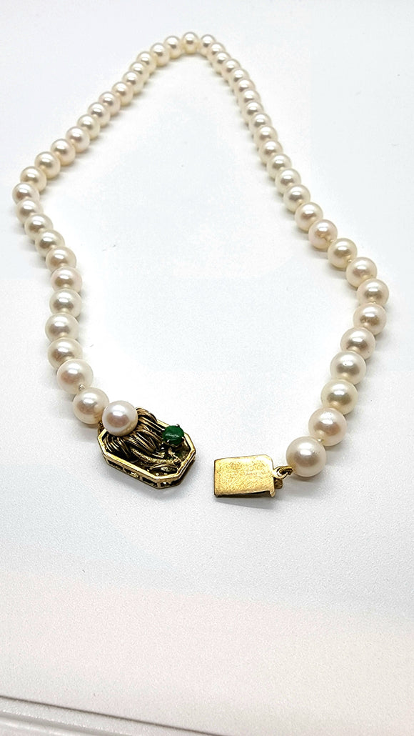 Pearls with 14k jade clasp