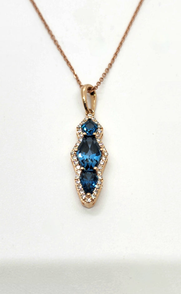 14k London Blue topaz pendant/ necklace