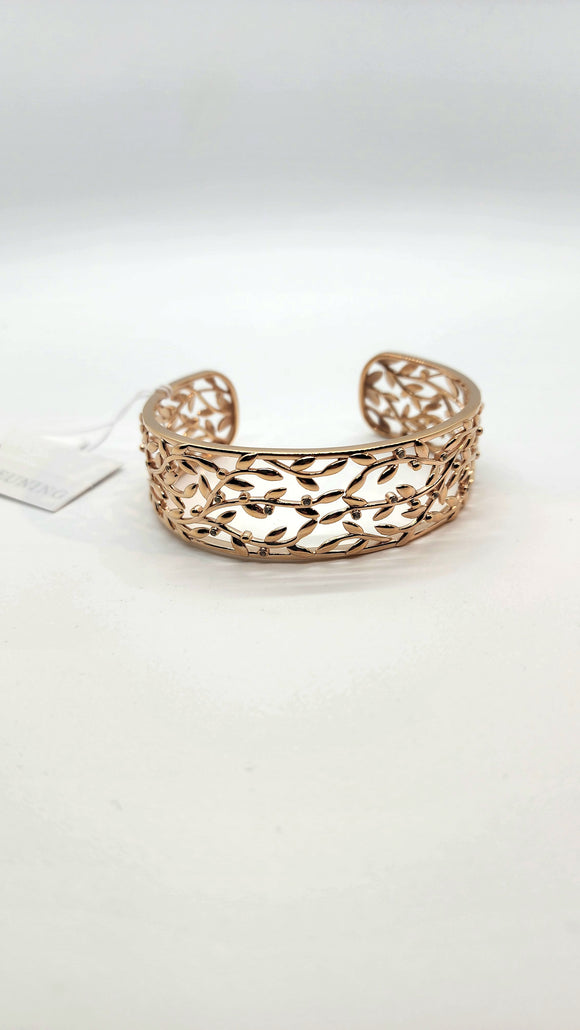 Silver gold plated leaf cuff bracelet