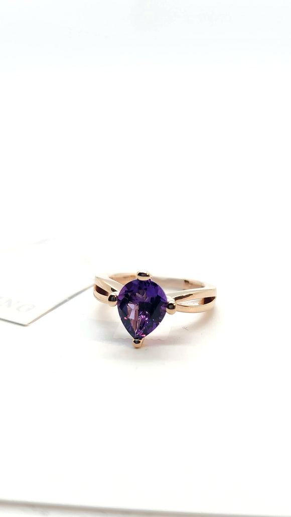 Silver gold plated amethyst ring