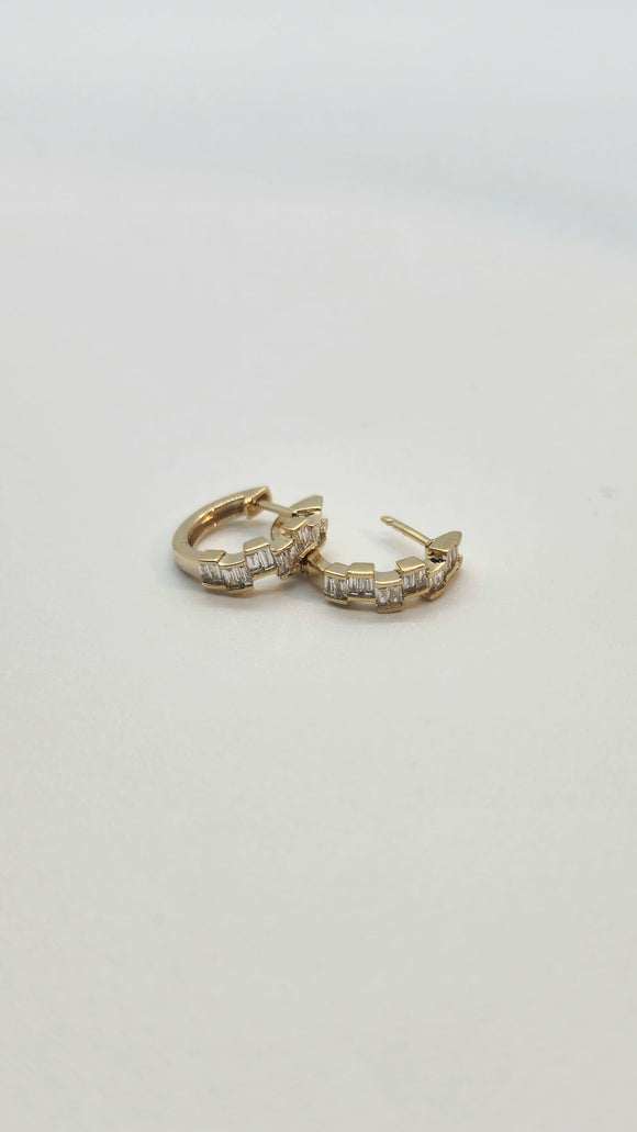 14k square baguette diamond earrings