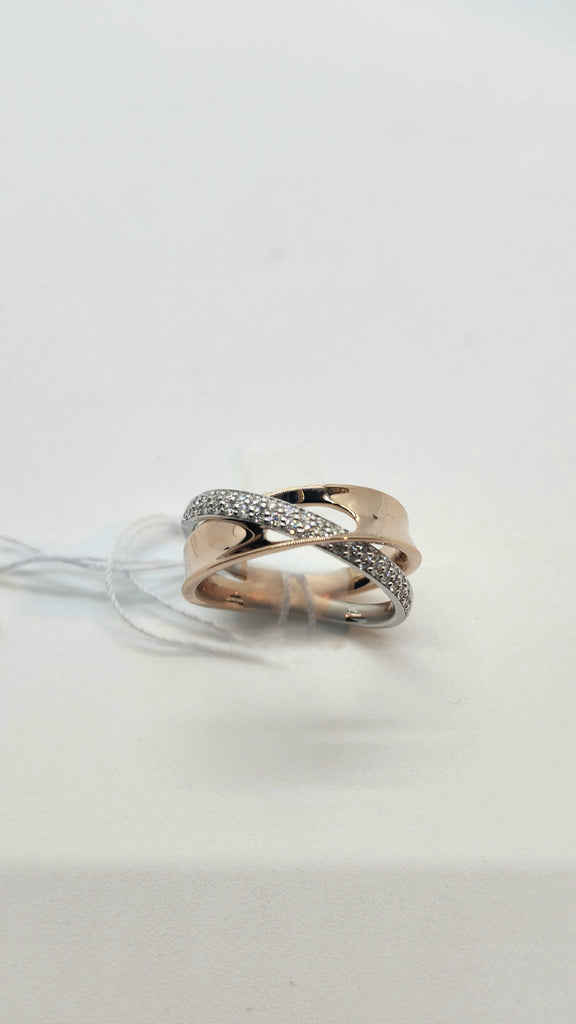 14k rose & white gold diamond twist ring