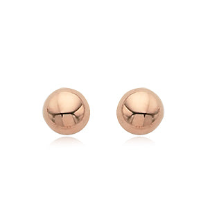 Carla 8mm Polished Button Rose Gold Earrings