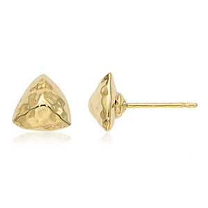Carla Hammered Triangle Yellow Gold Earrings