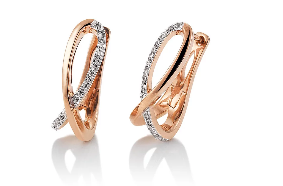 Breuning Rose Gold Diamond Loop Earrings