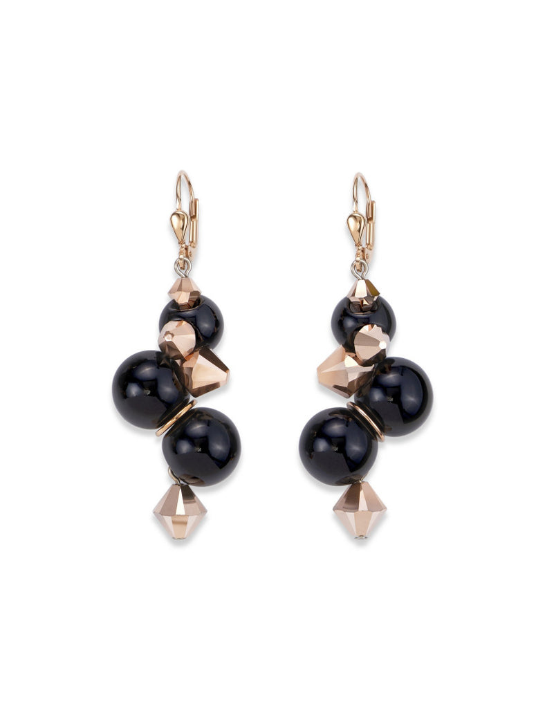 Earrings acrylic glass black & Swarovski® Crystals rose gold