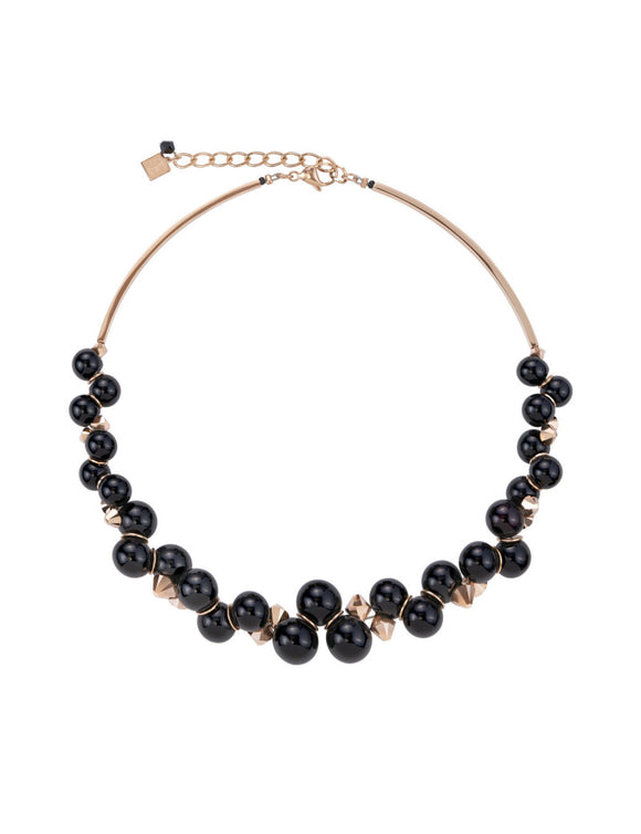 Necklace acrylic glass black & Swarovski® Crystals rose gold