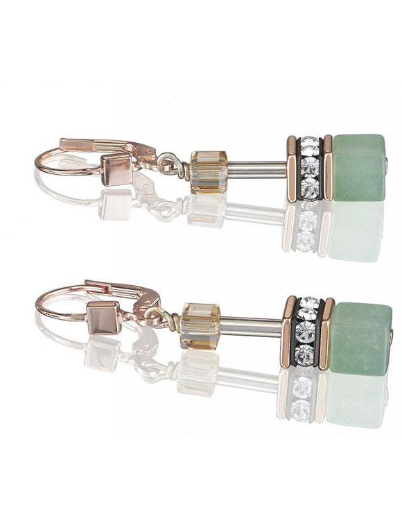 Earrings GeoCUBE® Swarovski® Crystals & Gemstones green-beige