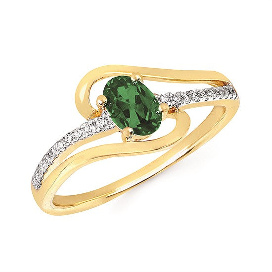 Ostbye 14k Emerald + Diamond fashion ring