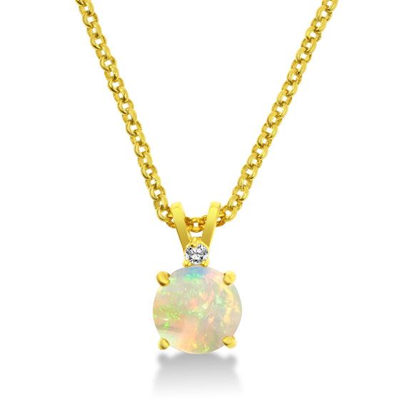 14k opal & diamond pendant