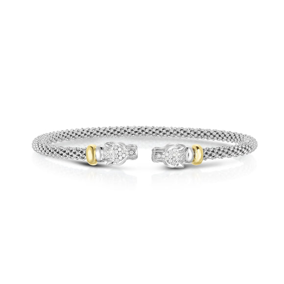 Sterling Silver & 18K Gold .15Ct Diamond Panther Cuff