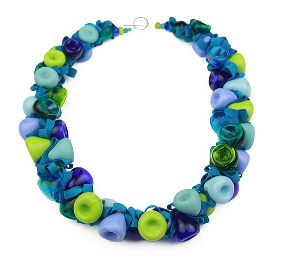 Blue and Green Ribbon Necklace