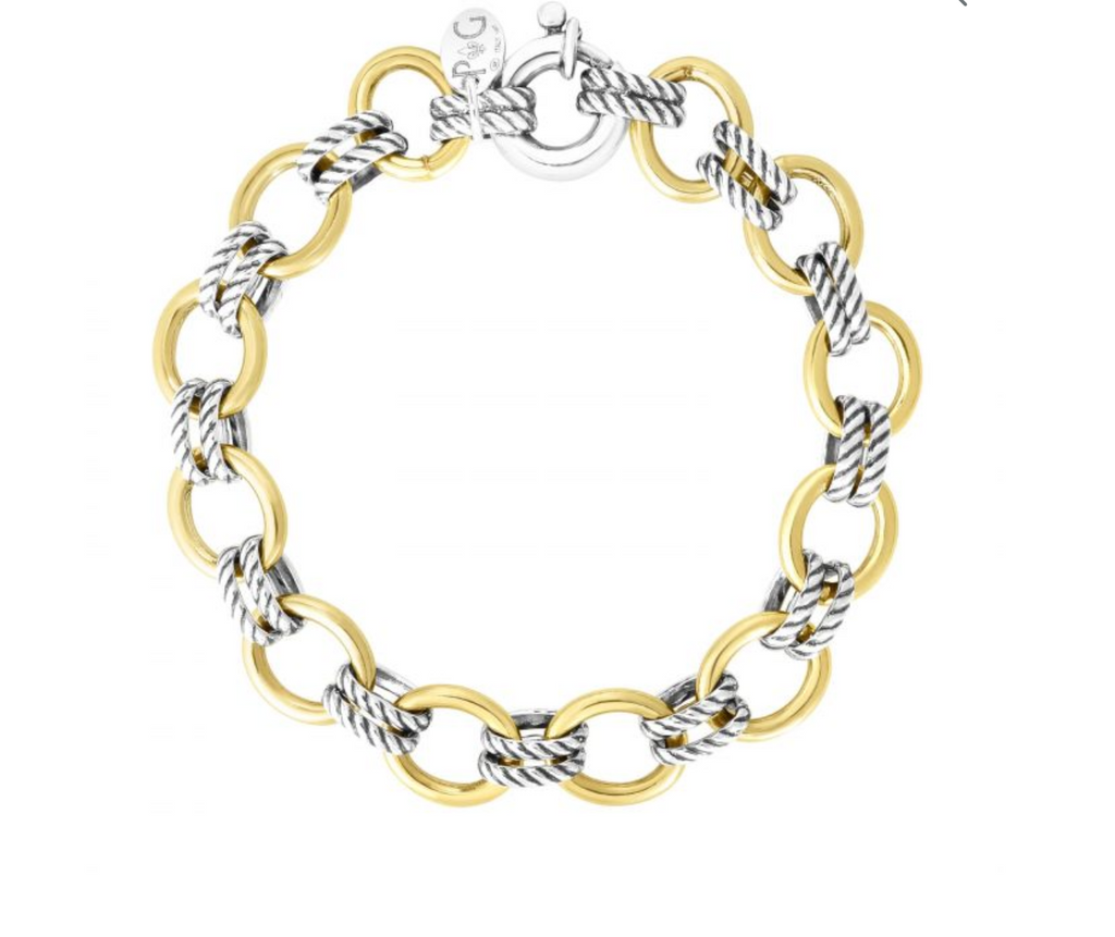 Sterling Silver & 18K Gold Italian Cable Doppia Link Bracelet