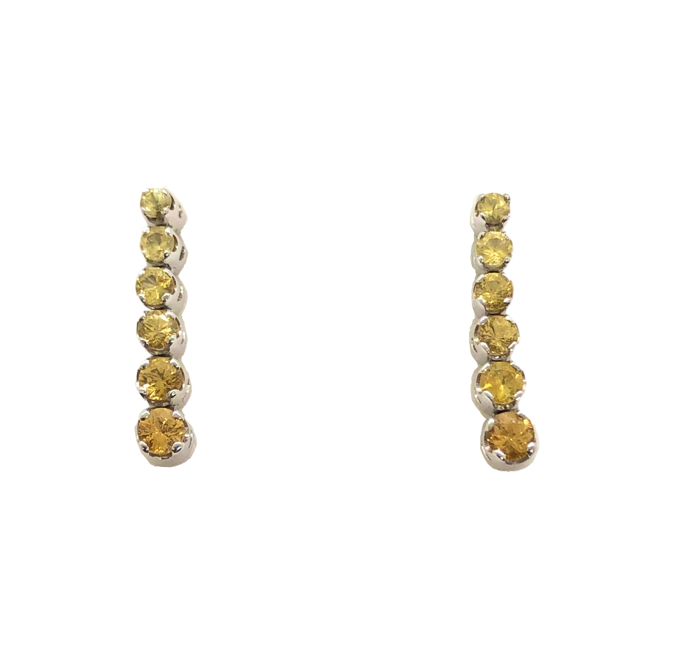 14K White Gold Graduated Yellow Sapphire Earrings
