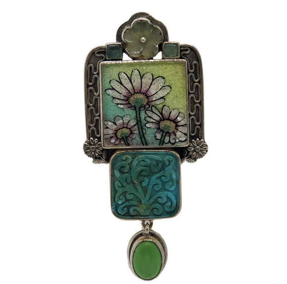 Gemstone Jade Flower Brooch/Pendant