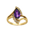 14k Gold Marquise Amethyst and Diamond Ring