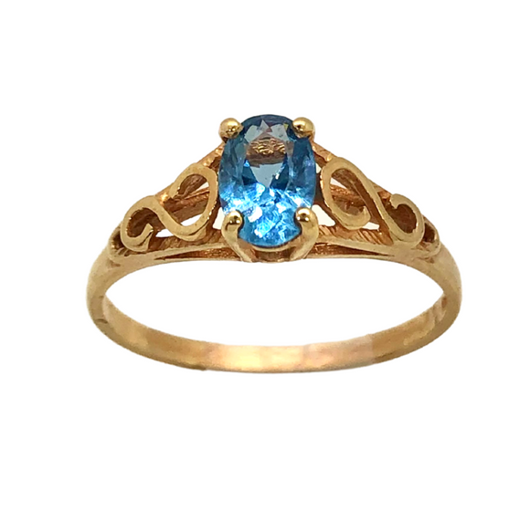 Blue Topaz and 14K Gold Ring