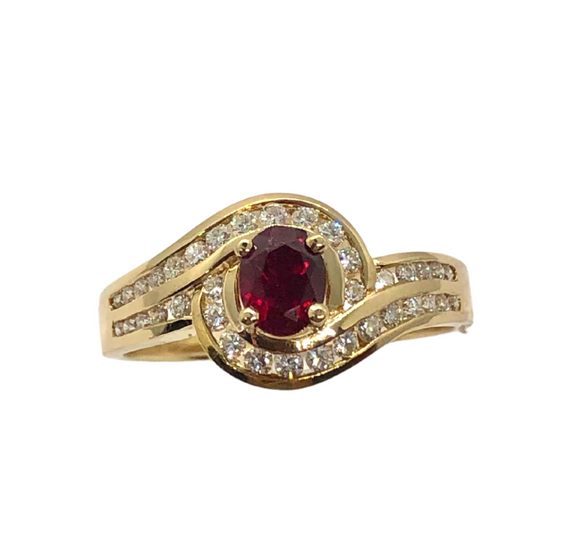 18K Gold Ruby and Diamond Ring