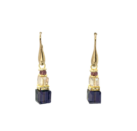 Purple Square Italian Glass Earrings