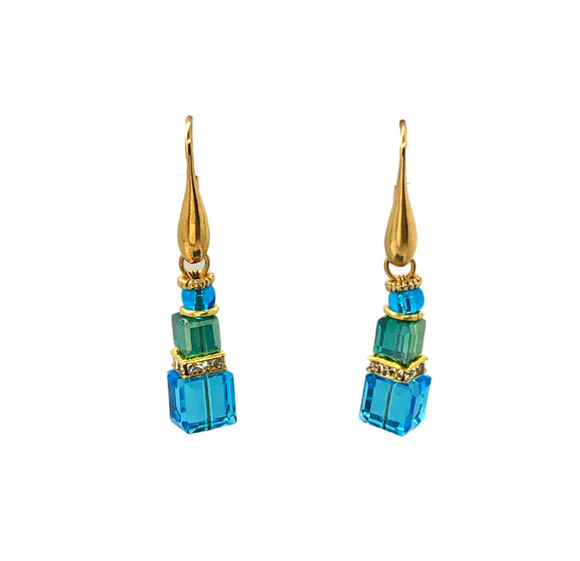 Blue Square Italian Glass Earrings