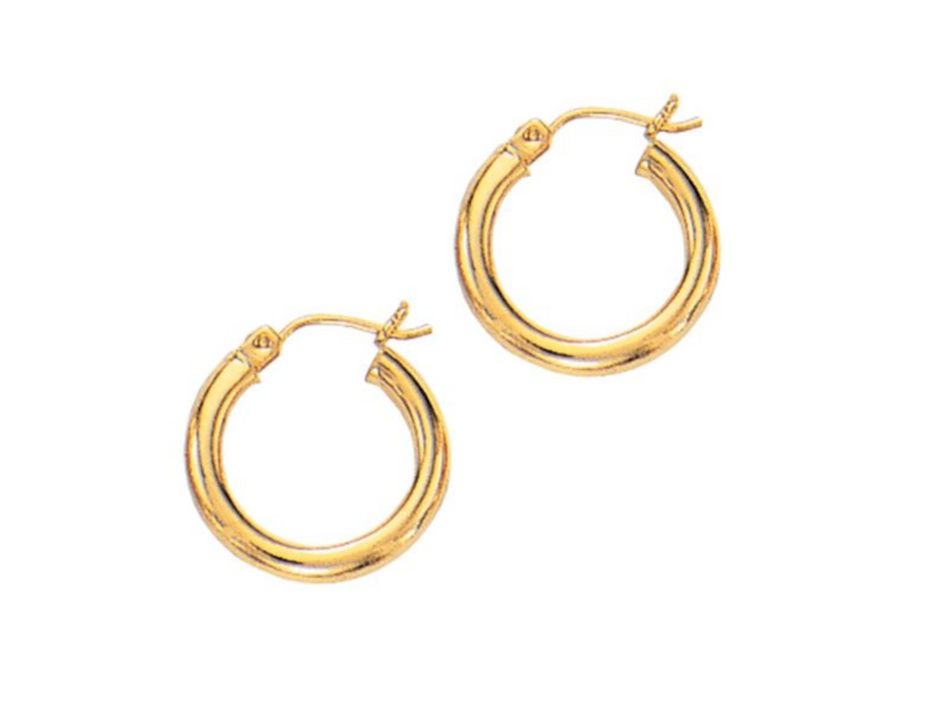 14K Gold 3x15mm Hoop Earring