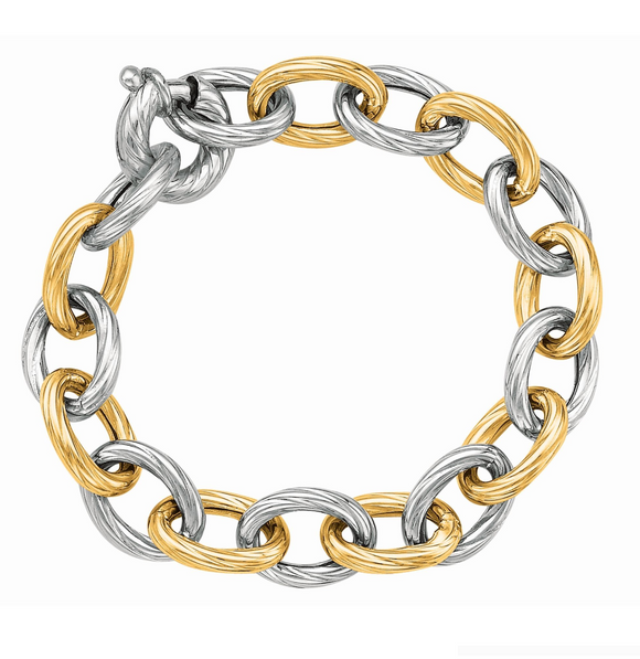 Silver & 18K Italian Cable Bracelet