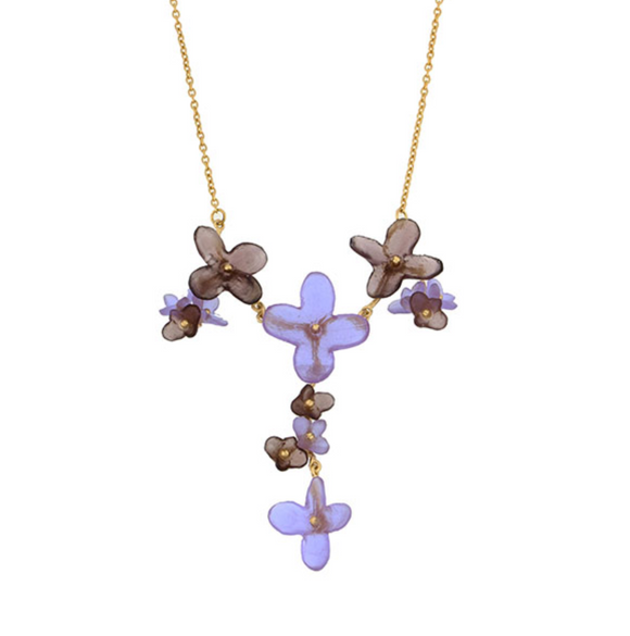 Hydrangea Purple Drop Necklace