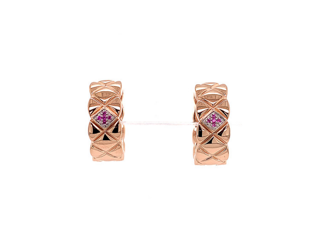 Rose Gold and Pink Sapphire Huggie Earrings