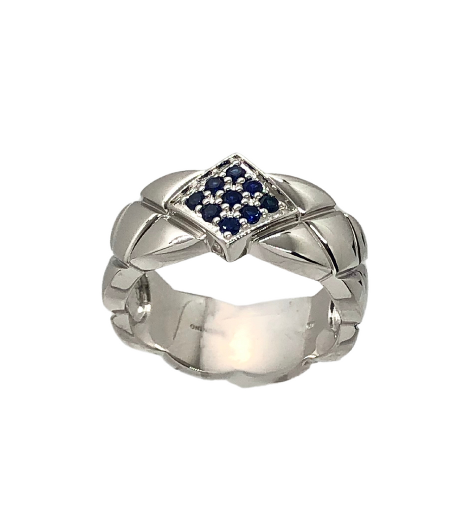 Sterling Silver and Sapphire Cushion Ring