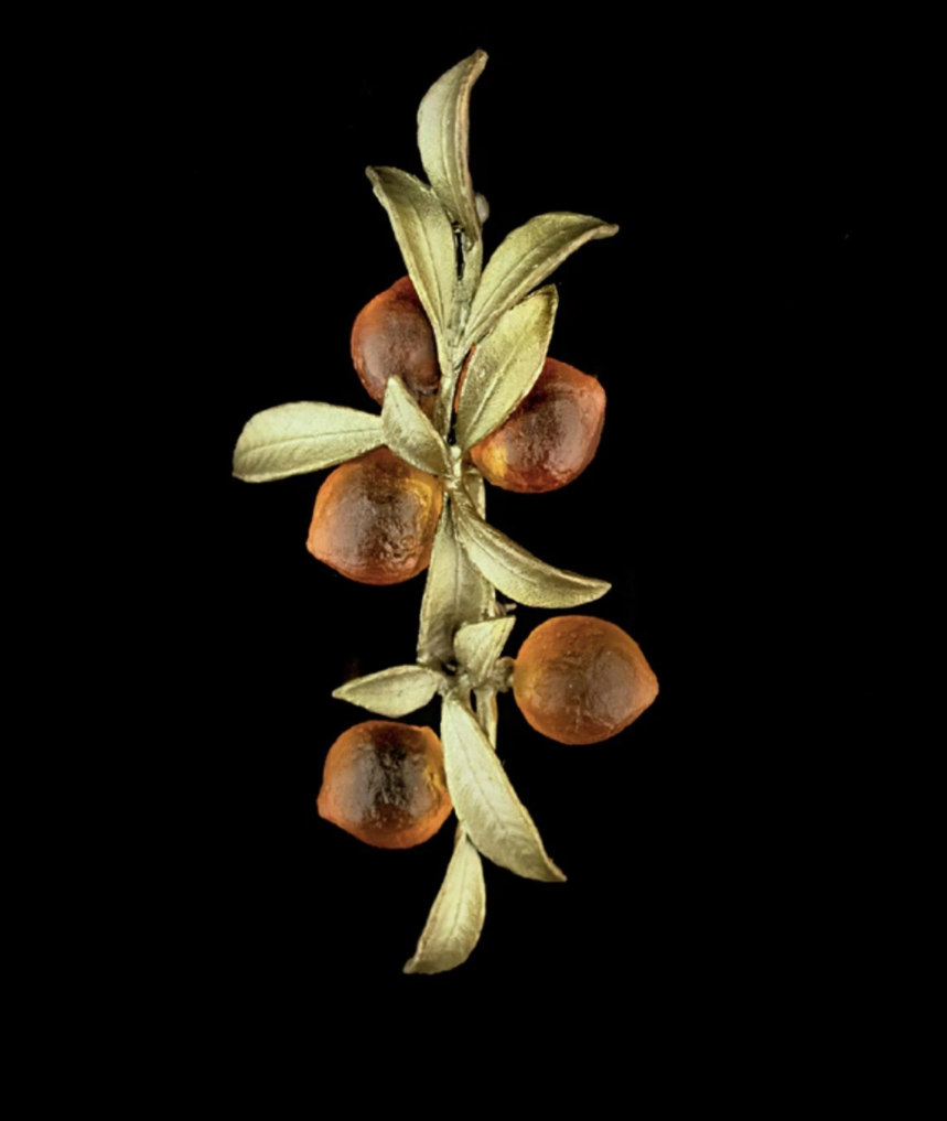 Orange Leaf Brooch
