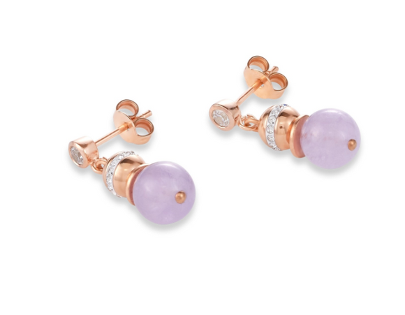 Coeur De Lion Light Rose Beige Ball Gemstone Earrings