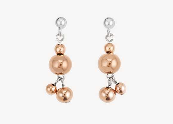 Earrings balls stainless steel rose gold-silver
